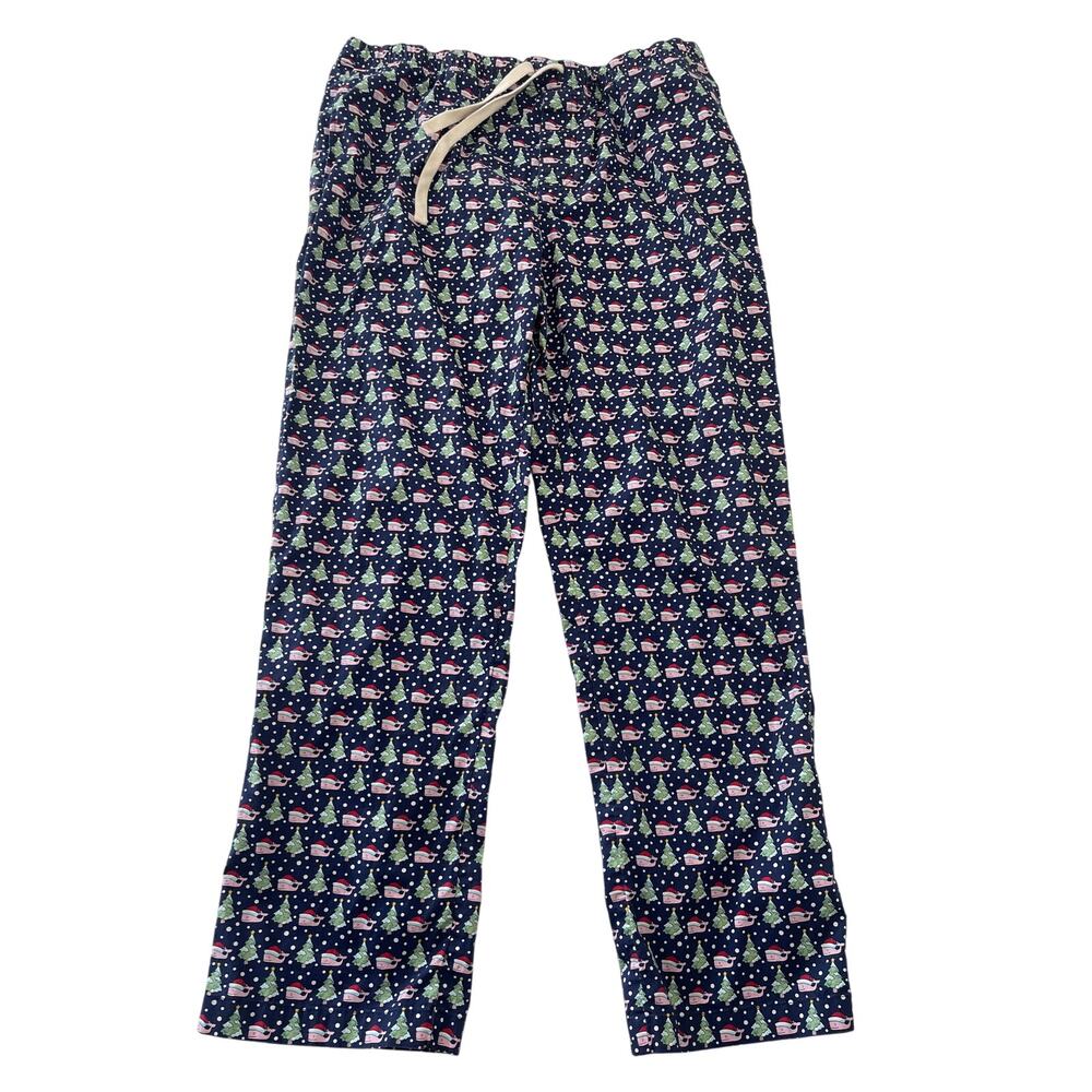 Vineyard Vines Christmas Tree Santa Hat Pajama Pant Bottoms Pockets - Size Large